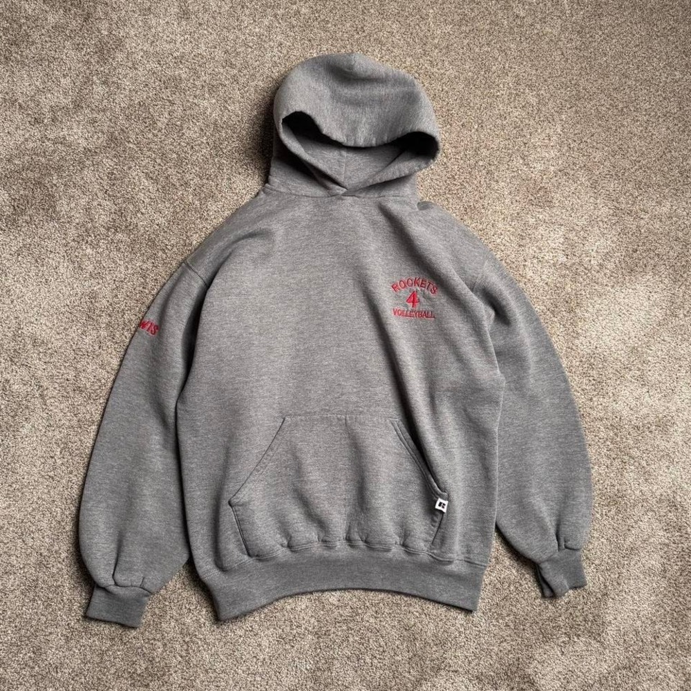 VINTAGE RUSSELL ATHLETIC MADE IN USA "ROCKETS VOLLEYBALL" PULLOVER HOODIE
